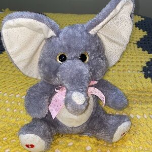 Musical Stuffed Elephant pre owned with batteries color gray polyester ages 3 +
